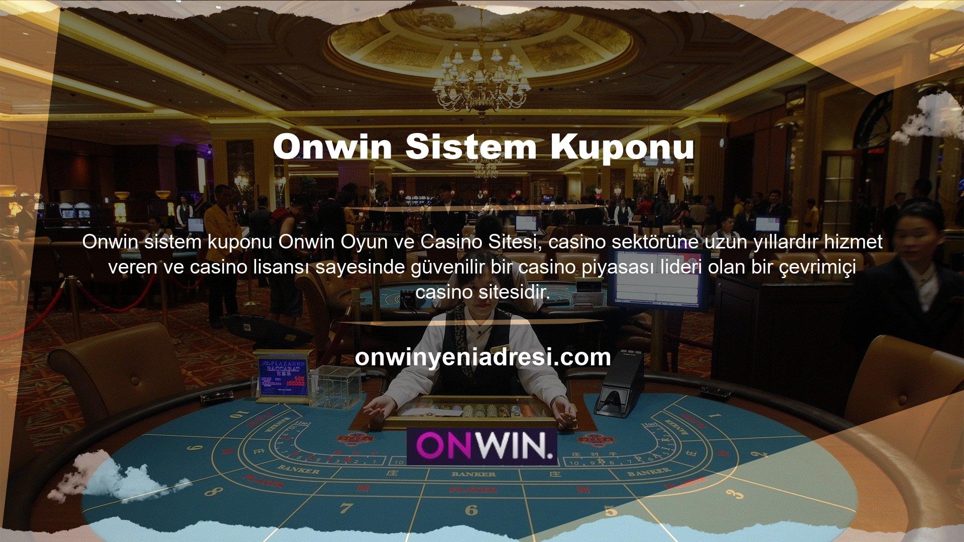 Onwin web sitesi, müşterilerine çok çeşitli bahisler sunmaktadır